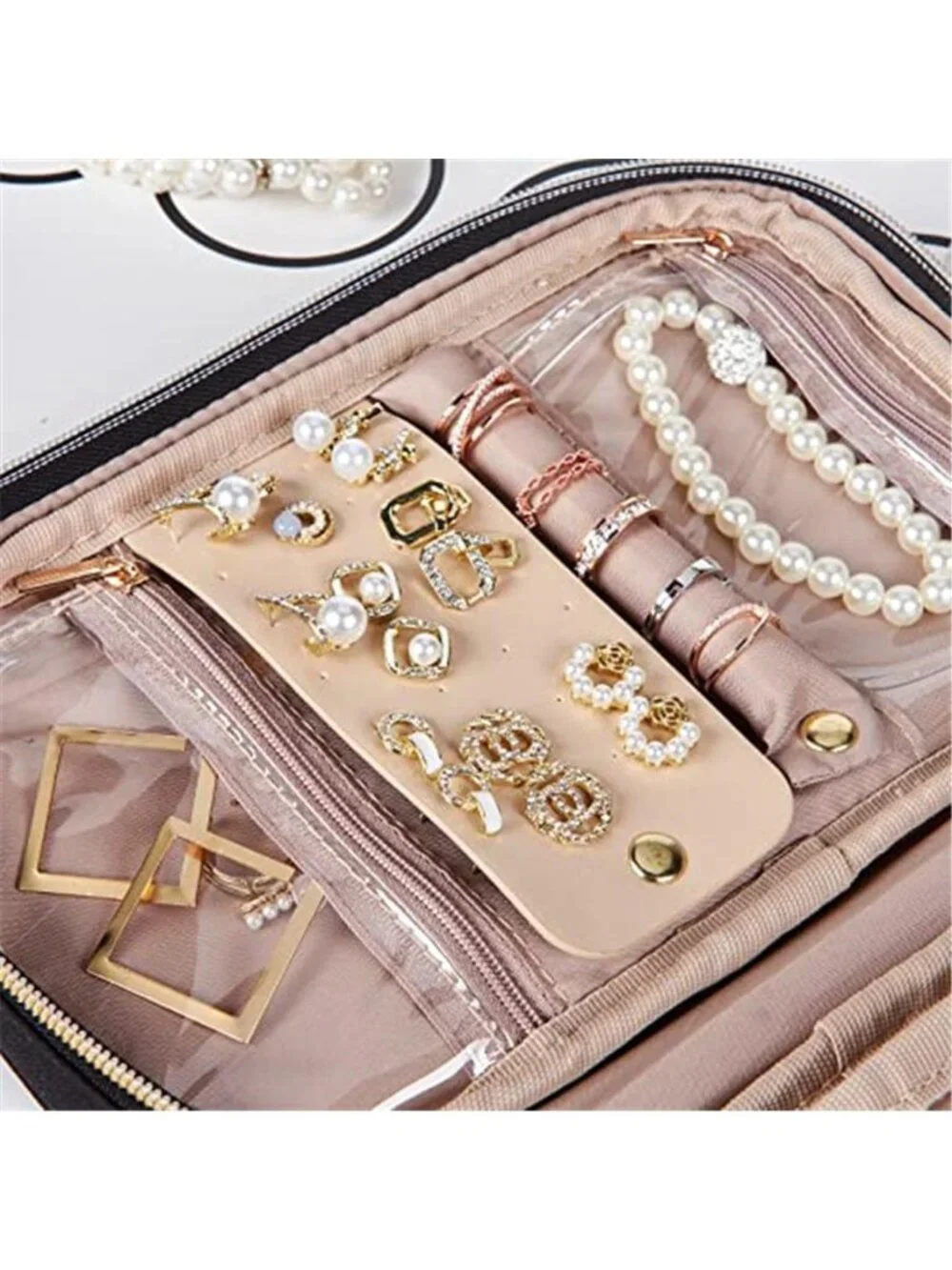 Travel Jewelry Organizer Case Necklace Ring Earring Storage Zip Carrying Pouch